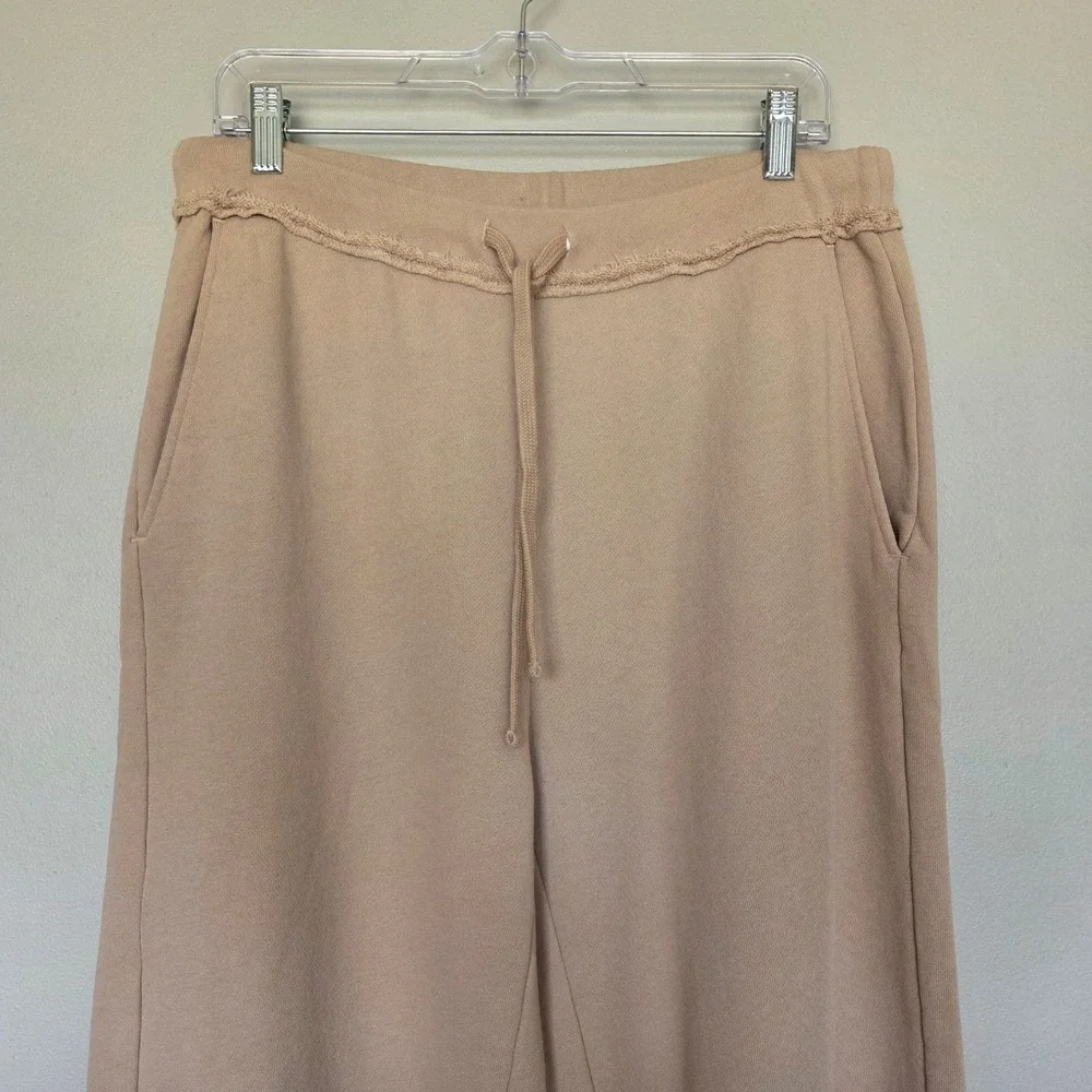 Eileen Fisher Tan Organic Cotton French Terry Wide Leg Pants Cropped Medium NEW